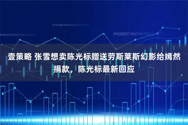 壹策略 张雪想卖陈光标赠送劳斯莱斯幻影给嫣然捐款，陈光标最新回应